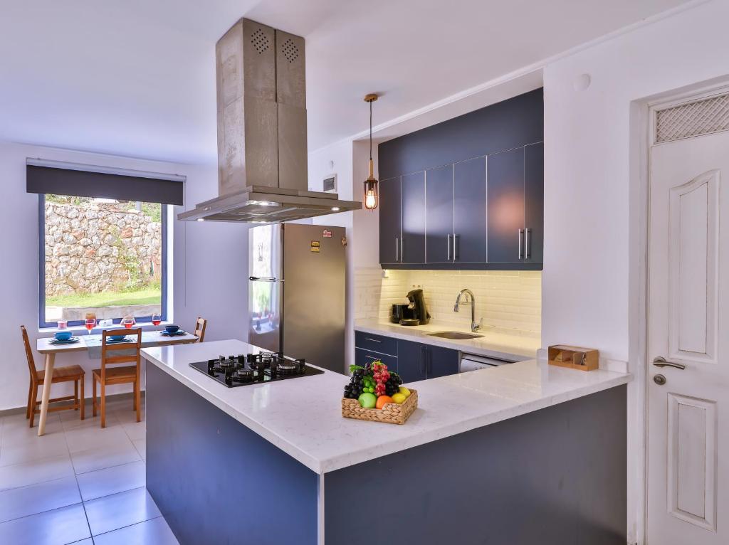 A kitchen or kitchenette at Villa Roxy 3 BR villa with one of the most unique gardens in Kalkan