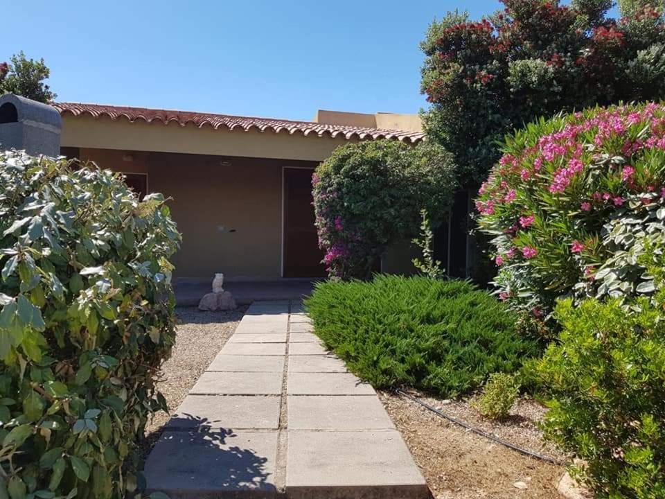 a walkway in front of a house with flowers at Casa Vacanze VILLA SANDRINA in Costa Paradiso