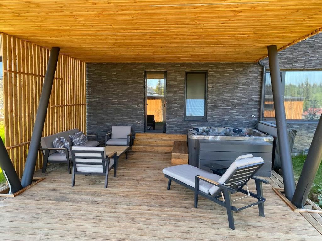 Balkón alebo terasa v ubytovaní Wellness chalet Vénus