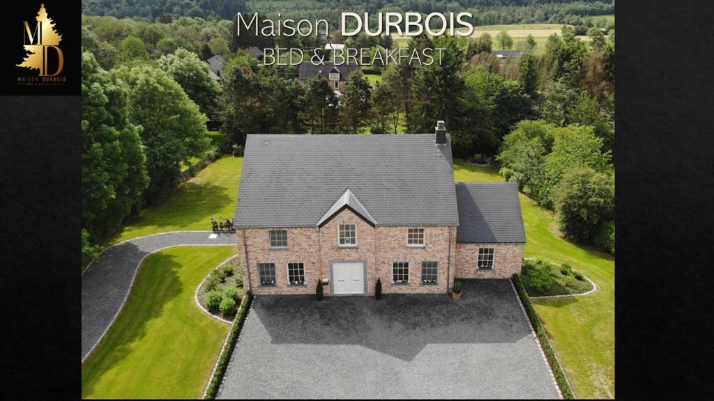 an aerial view of a large brick house at B&B Maison Durbois in Durbuy