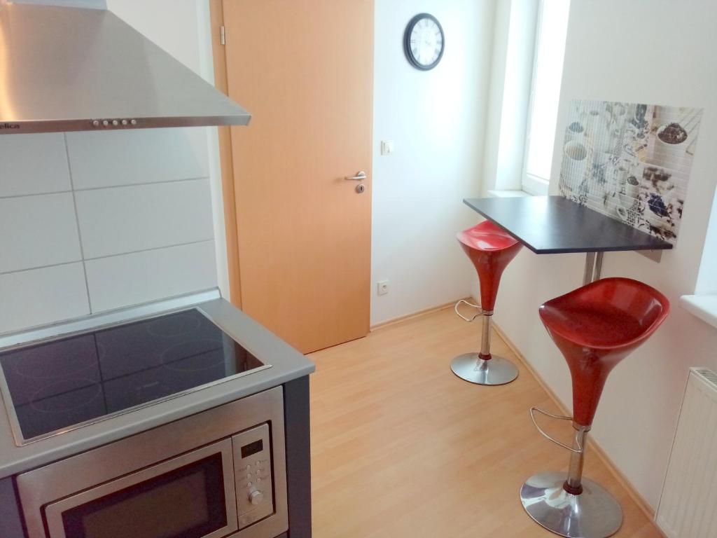 Kuchyň nebo kuchyňský kout v ubytování Apartment ODEON