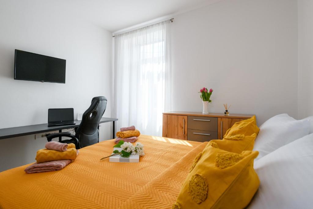 Televízia a/alebo spoločenská miestnosť v ubytovaní Cosy apartment Klara