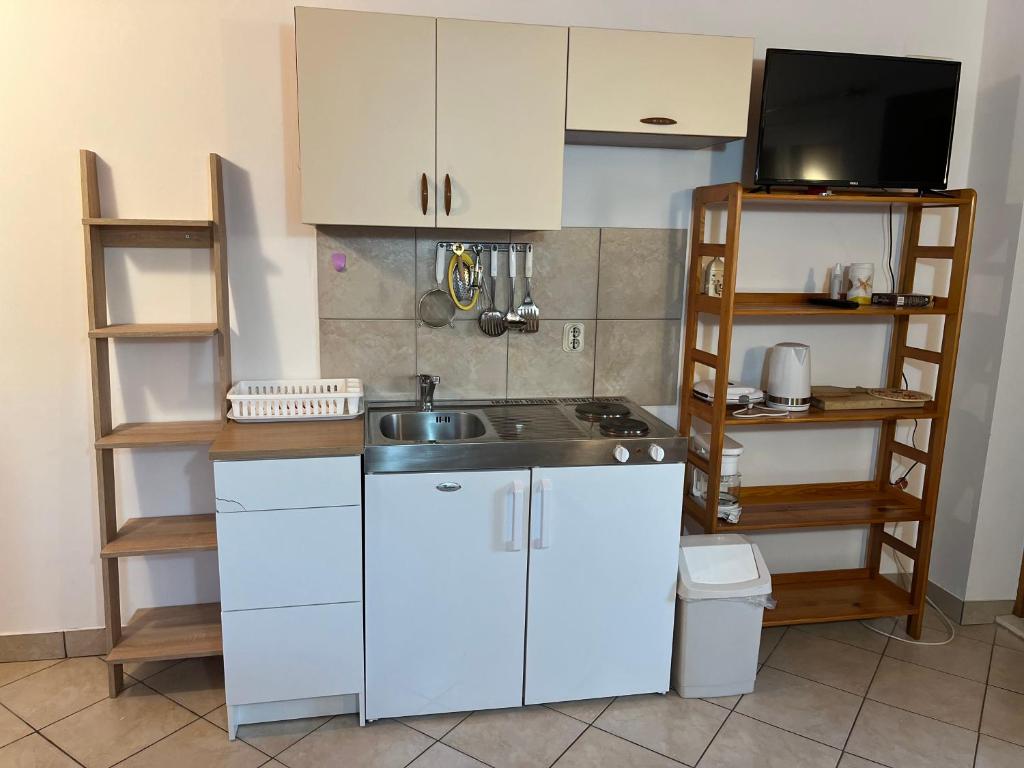 Kuchyňa alebo kuchynka v ubytovaní Apartmani Lisak Ugrina