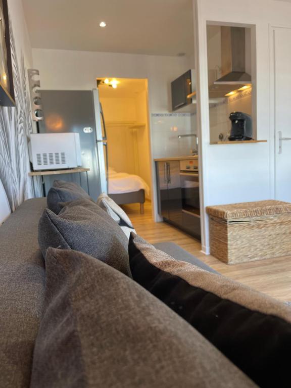 Kuchyň nebo kuchyňský kout v ubytování appartement avec Wifi résidence Les sables face mer