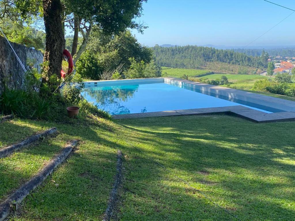 una piscina nel cortile di una casa di Lovely 6-Bed Cottage in Barcelos - Vila Cova a Barcelos