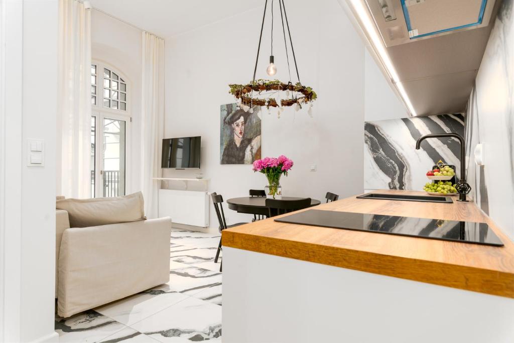 Televízia a/alebo spoločenská miestnosť v ubytovaní Prince4You Apartments