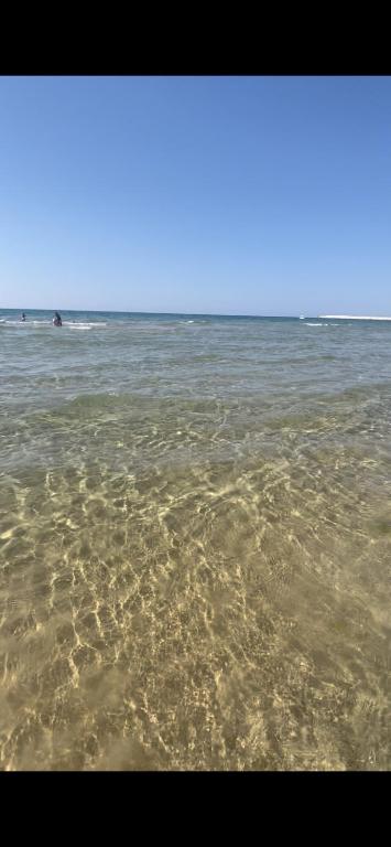 a view of the ocean with sand and water at Casa Scirocco in Balestrate