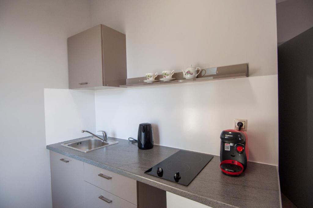 Kuchyň nebo kuchyňský kout v ubytování Avyssos Residents