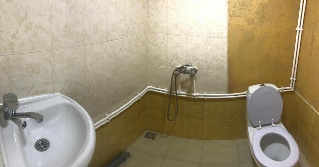 a bathroom with a toilet and a sink at Green Gables in Martuni