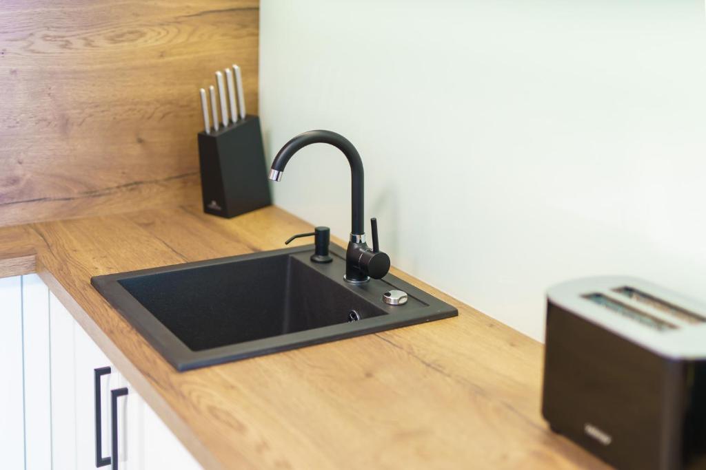 Kuchyň nebo kuchyňský kout v ubytování Apartamenty Adyl Platany