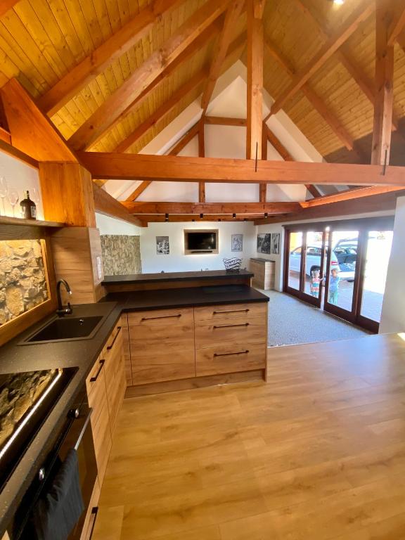 Kuchyň nebo kuchyňský kout v ubytování Apartmán Dvorce