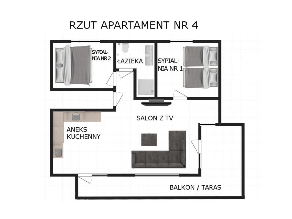 Plán poschodí v ubytovaní Apartament nr 4 U Miśka z dwoma sypialniami