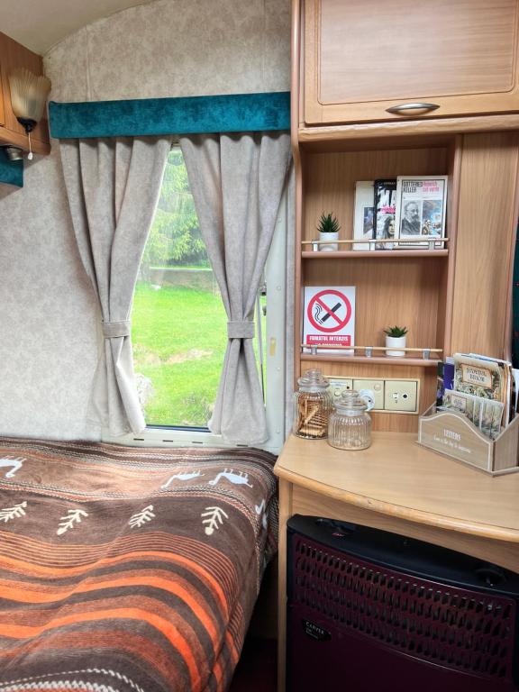 Postel nebo postele na pokoji v ubytování Apusenia Caravan Escape Padiș - Glăvoi