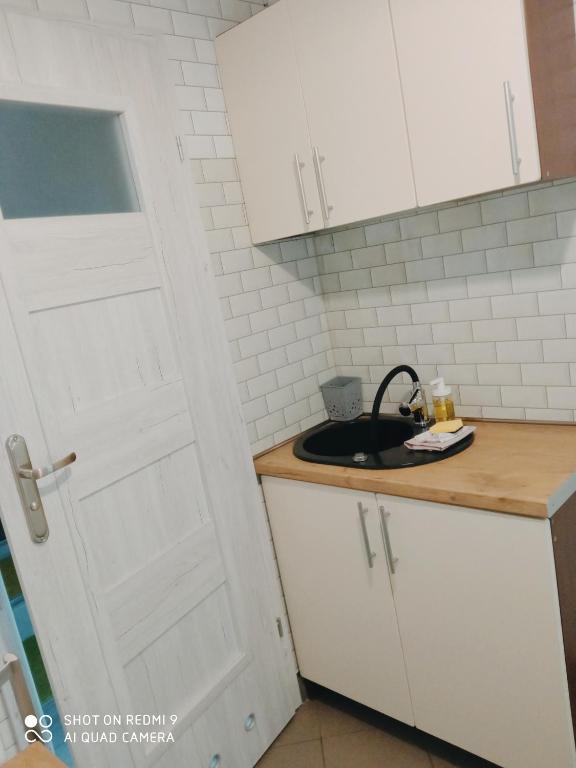 Kuchyňa alebo kuchynka v ubytovaní Wakacje na Jodłowej Odargowo