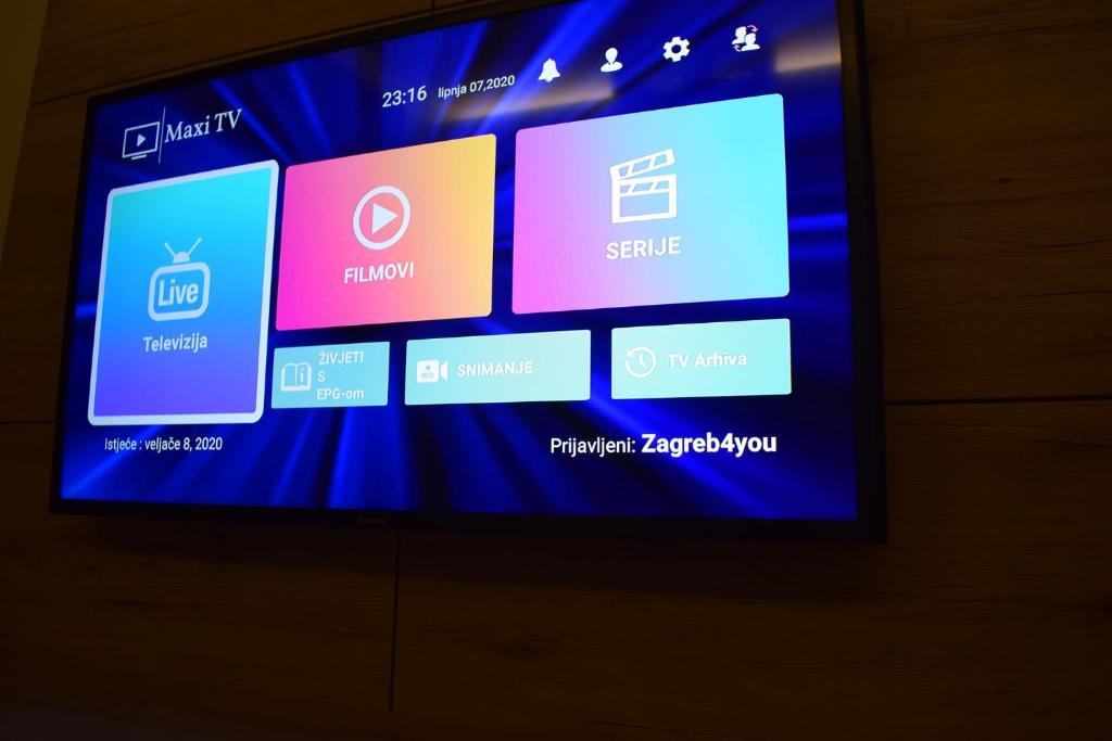 Televízia a/alebo spoločenská miestnosť v ubytovaní Zagreb4you Apartments