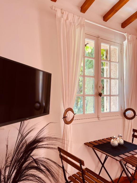Televízia a/alebo spoločenská miestnosť v ubytovaní B&B Maison Gigi