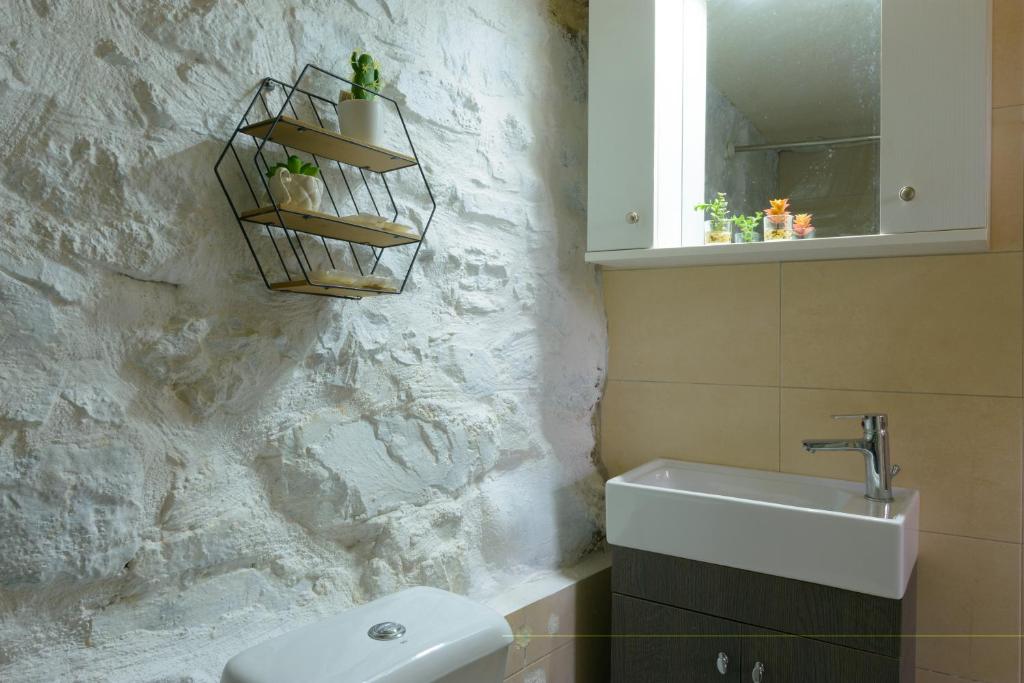 Kúpeľňa v ubytovaní Platipodi stone house