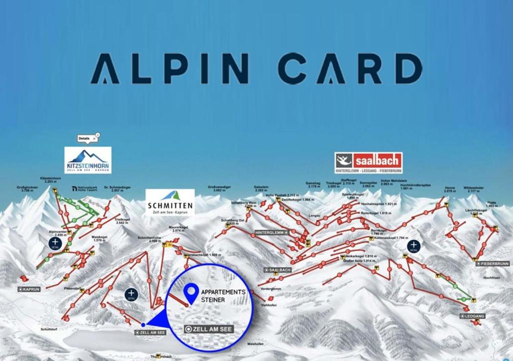 a map of the alphin car park at Appartements Steiner - SKI IN - SKI OUT in Zell am See
