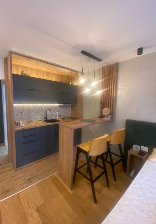Kuchyň nebo kuchyňský kout v ubytování Gomax apartman 4
