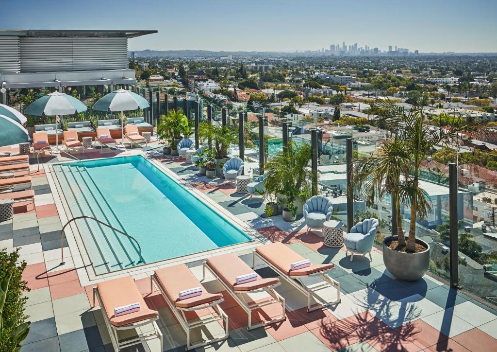 a view of the pool at the hyannis hotel at Pendry West Hollywood in Los Angeles