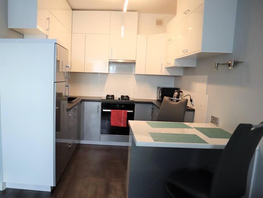Kuchyňa alebo kuchynka v ubytovaní Uroczy Apartament- Kołobrzeg