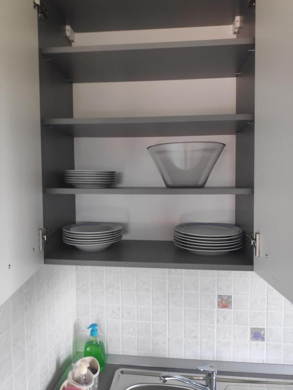 Kuchyň nebo kuchyňský kout v ubytování Apartman Ema