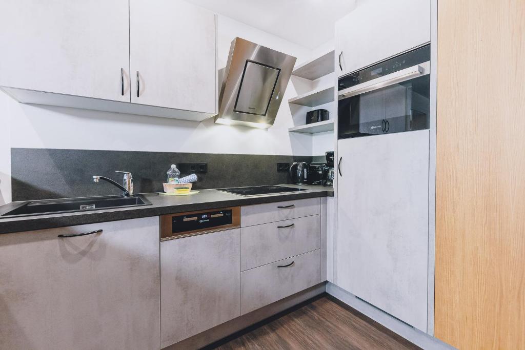 Kuchnia lub aneks kuchenny w obiekcie Alpine City Living by we rent, SUMMERCARD INCLUDED
