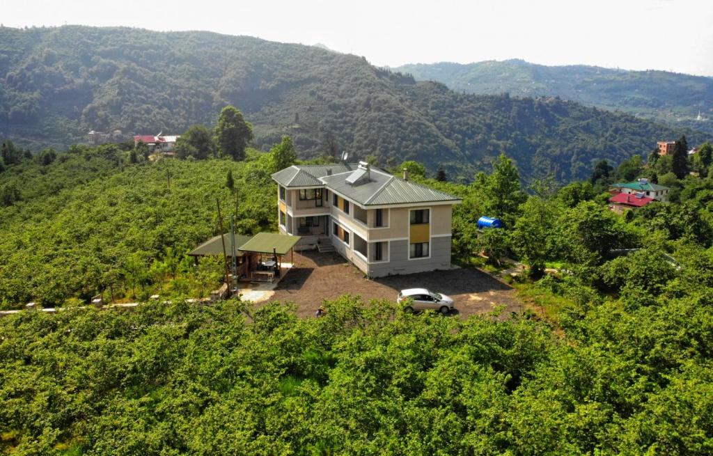 an aerial view of a house on a hill at Luxury Nature Life Villa in Trabzon