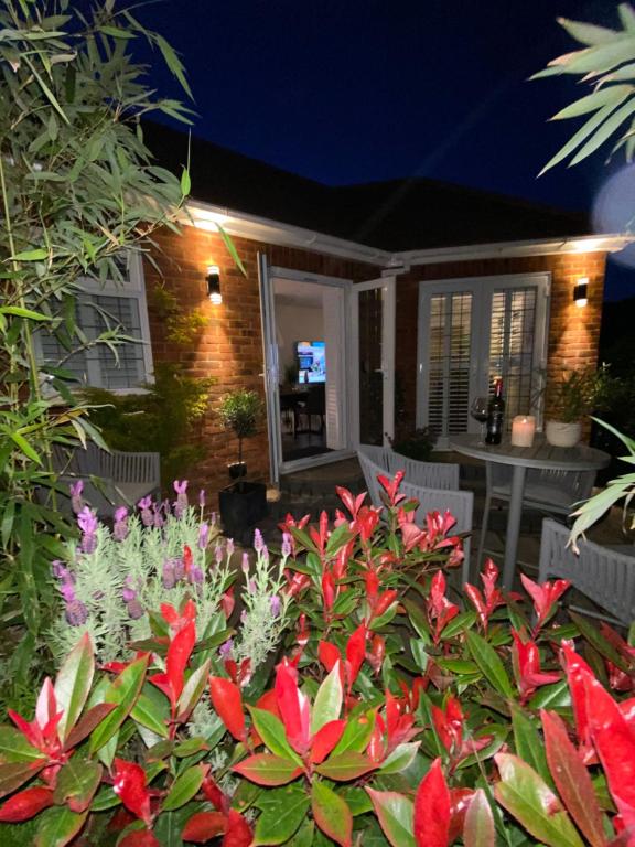 a house with flowers in the yard at night at The Bolthole in Margate