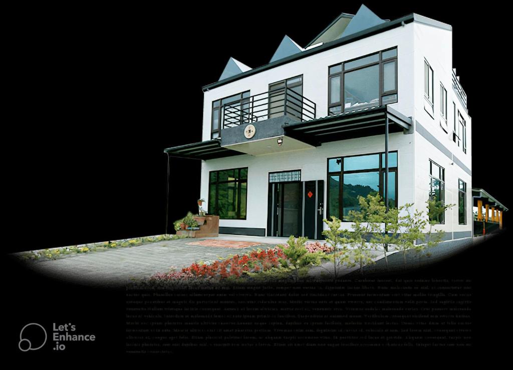 a rendering of a white house with at Futian B&B in Jian
