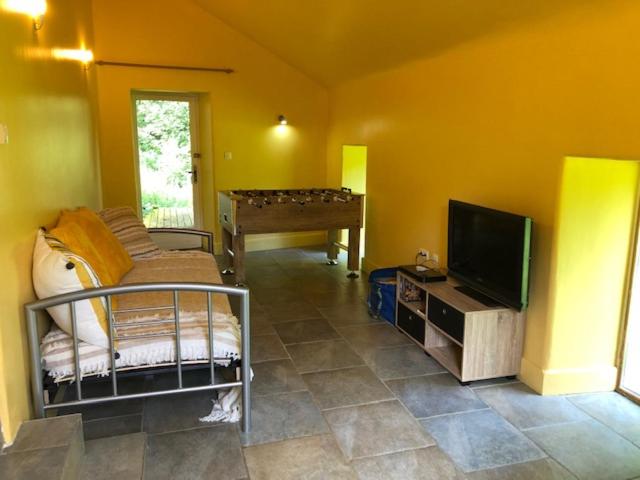 Televízia a/alebo spoločenská miestnosť v ubytovaní merveilleux cottage dans parc de 7,5 hectares