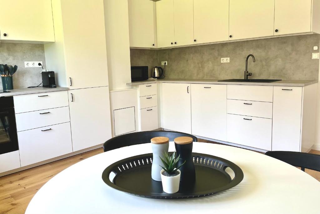 Kuchyň nebo kuchyňský kout v ubytování Bungalow in Rottachs Bestlage