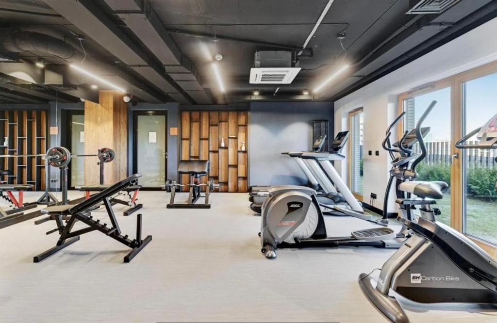 Fitness centrum a/nebo fitness zařízení v ubytování Apartament Gdańsk Premium Lux Nadmotławie