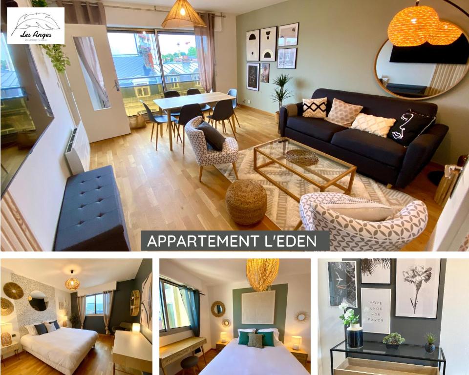 dwa zdjęcia salonu i wynajmu apartamentu w obiekcie L'Eden - 2 chambres - Centre ville - ASCENSEUR w mieście Arras