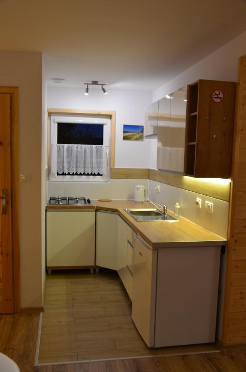 Kuchyň nebo kuchyňský kout v ubytování Letnia Przystań