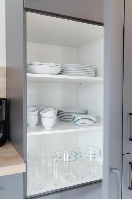 Kuchyň nebo kuchyňský kout v ubytování Küsten Suite West seitliche Wasserlage, 1 Balkon, 90qm