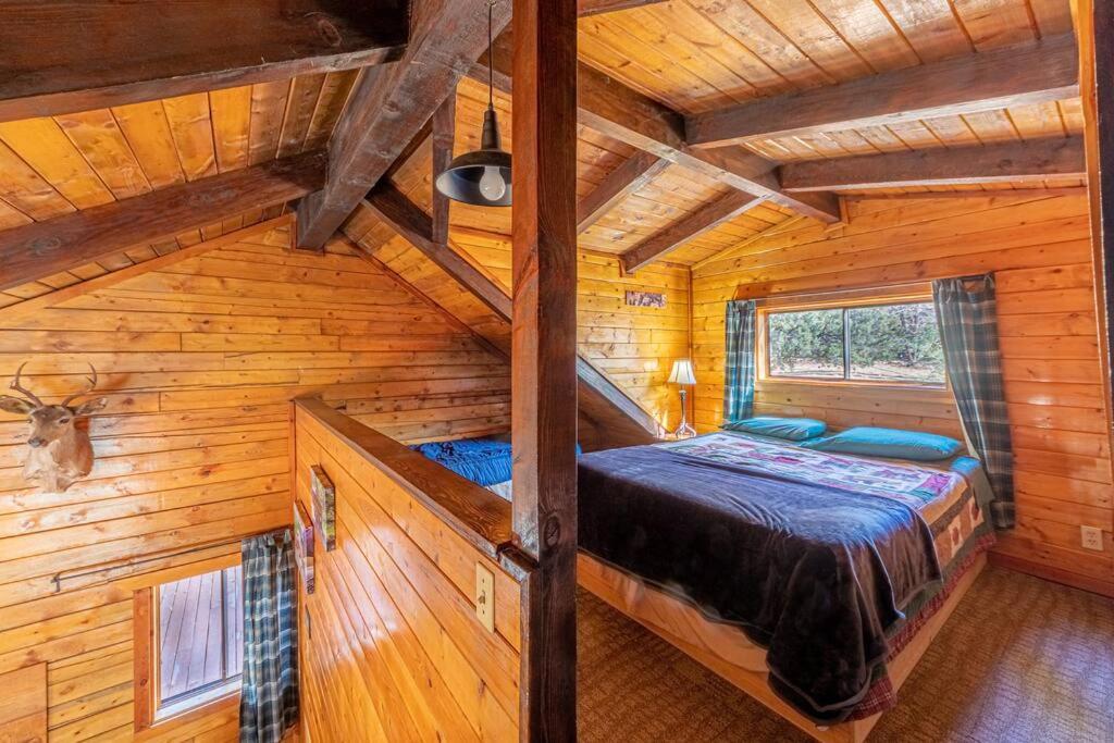 Postel nebo postele na pokoji v ubytování Forest Cabin 1 Hunters Blind