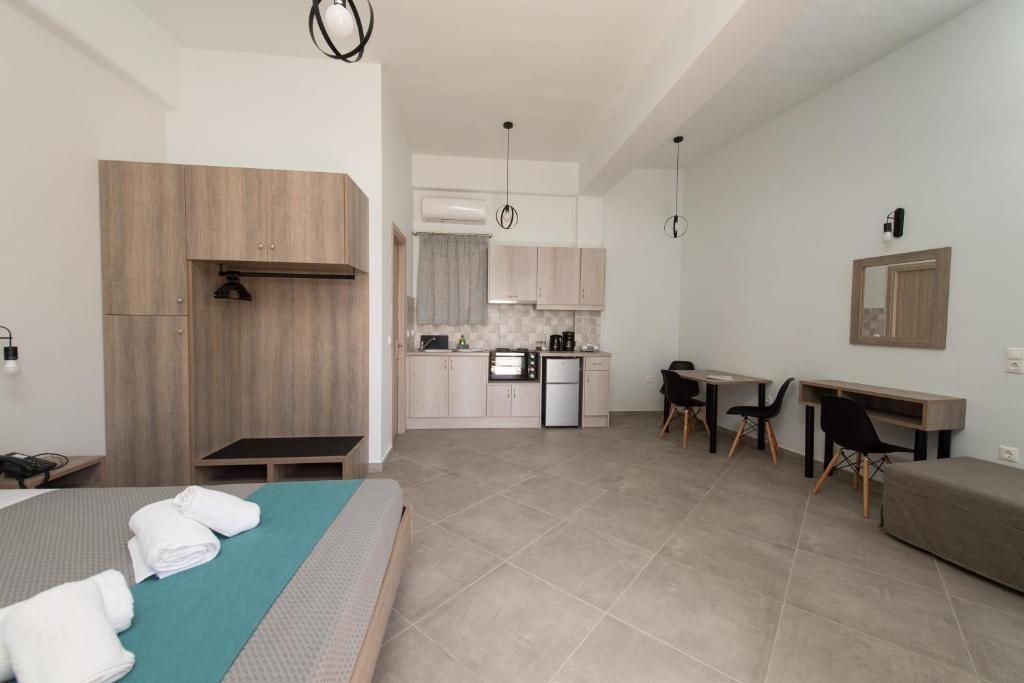 Kuchyň nebo kuchyňský kout v ubytování Loggos Apartments