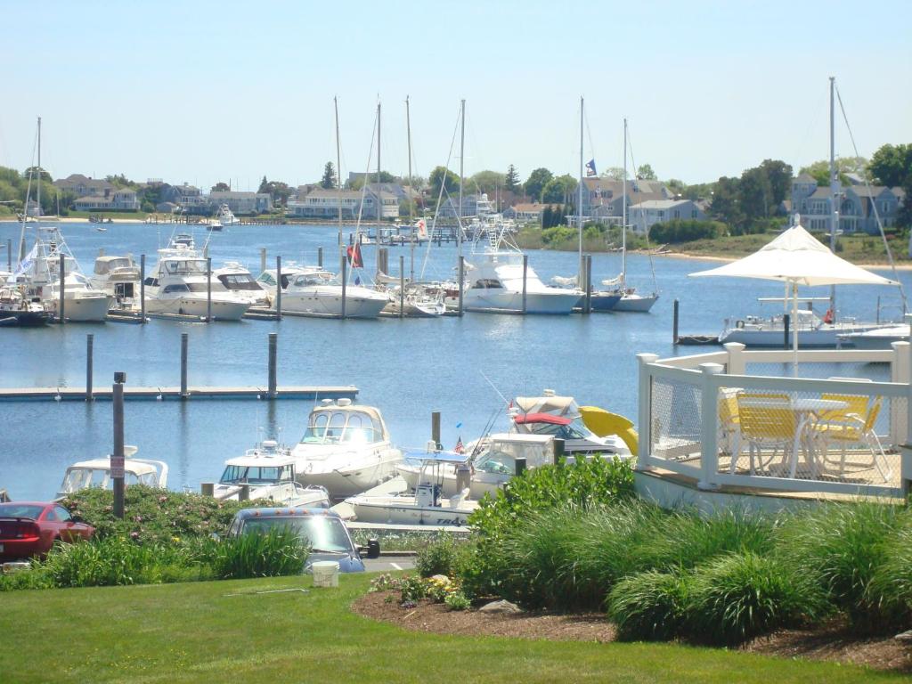 a marina filled with lots of boats on a sunny day at Anchor In Hotel - Hyannis, MA in Hyannis
