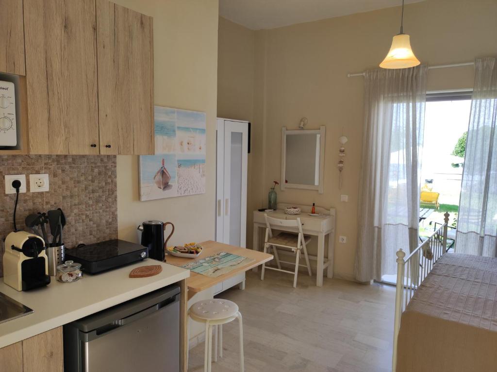 Kuchyň nebo kuchyňský kout v ubytování Thalassa Apartments & Studios
