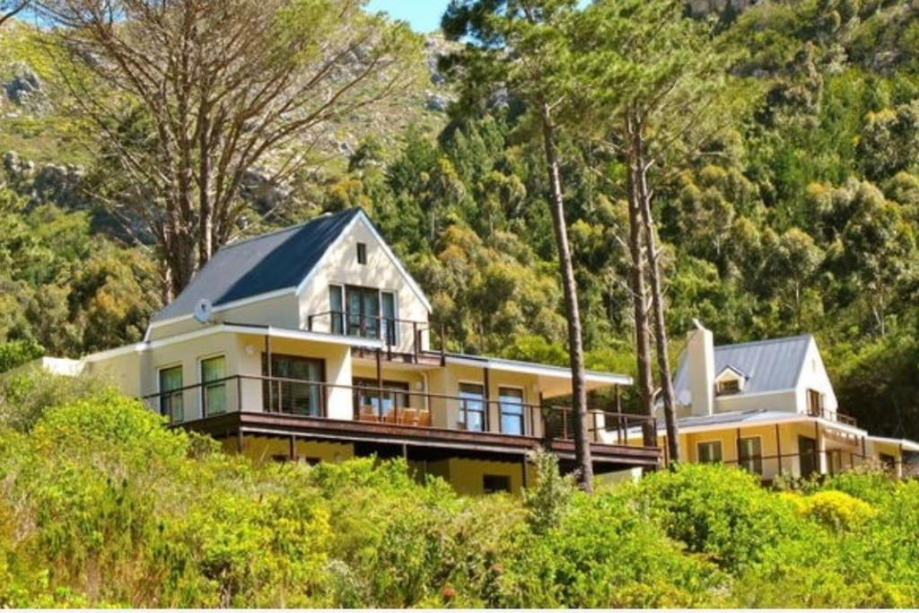a house on top of a hill with trees at Berghuesli Villa de Luxe in Cape Town