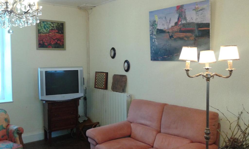 Televízia a/alebo spoločenská miestnosť v ubytovaní Maison familiale Ronchonnette et mon Repos