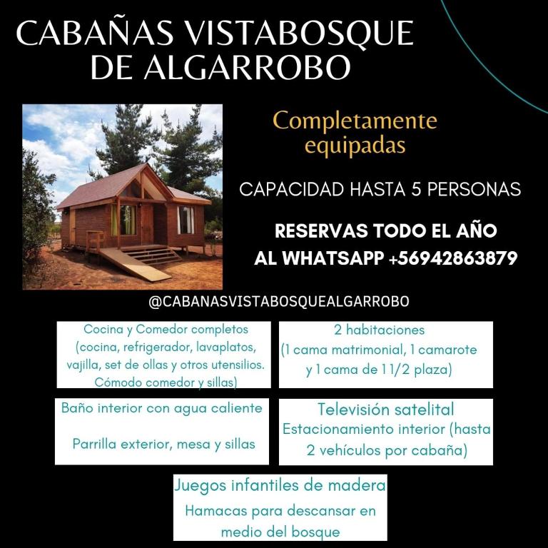un folleto para una cabinasvasvasvaside de algarve c en Cabañas VistaBosque de Algarrobo, en Algarrobo