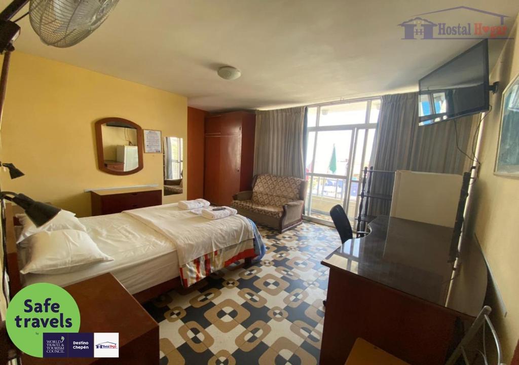 Postel nebo postele na pokoji v ubytování HOSTAL HOGAR 3 Estrellas - CHEPÉN
