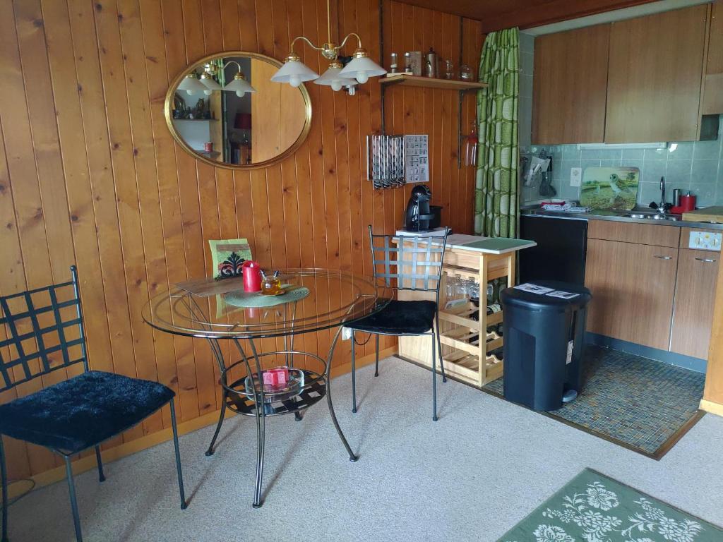 Nhà bếp/bếp nhỏ tại Studio avec vue splendide sur les Diablerets