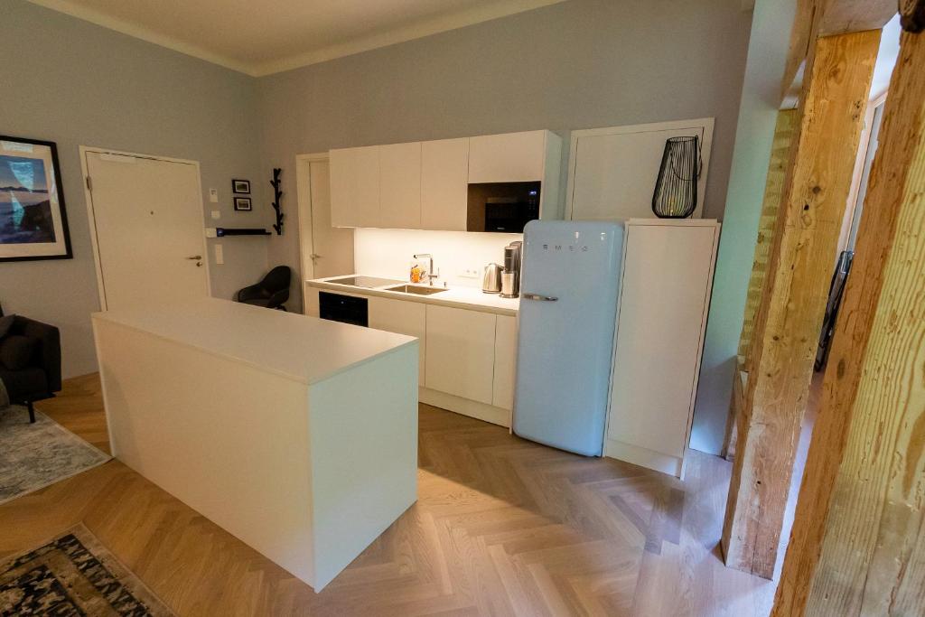 Kuchyň nebo kuchyňský kout v ubytování Apartment in historischer Villa mit Parkplatz