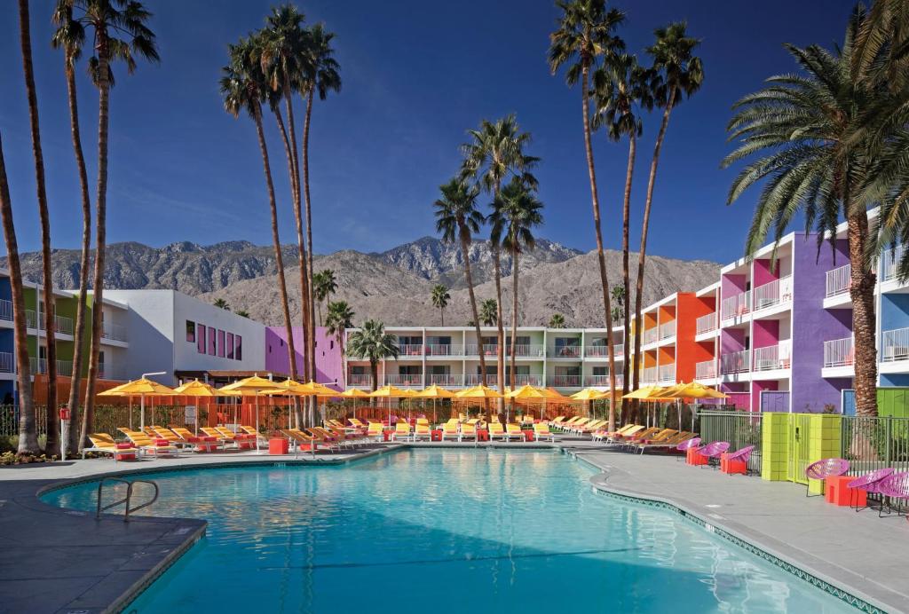 Pool view from room of The Saguaro Palm Springs Hotel