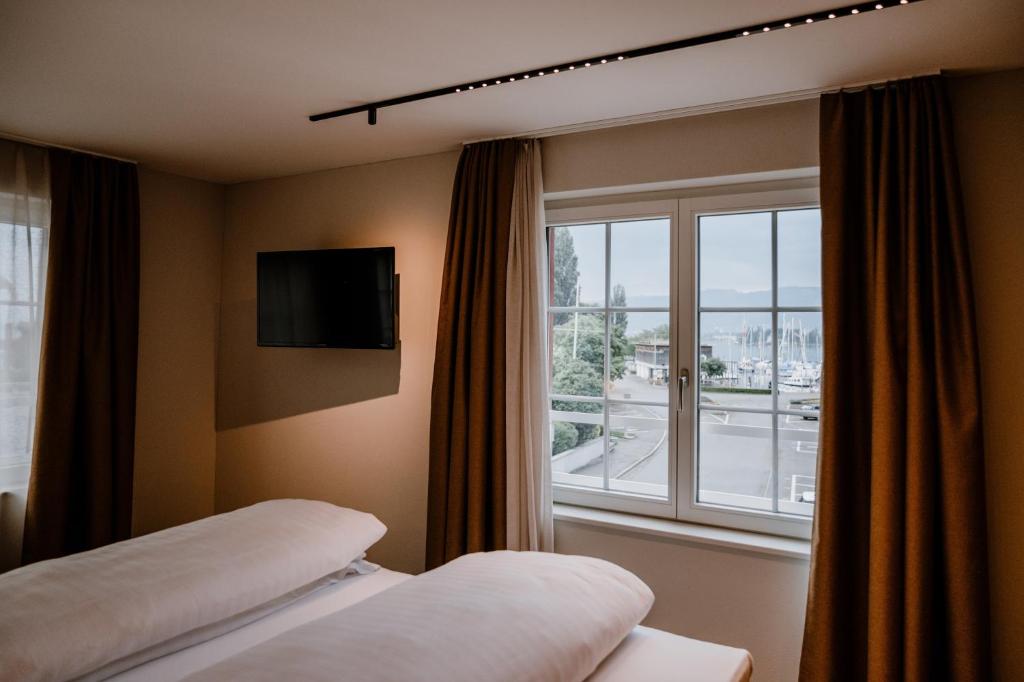 Postel nebo postele na pokoji v ubytování Hotel Müllers Self-Check-In