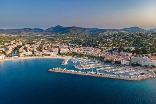 an aerial view of a city with a harbor at appartement vue mer avec place de parking privée in Sainte-Maxime