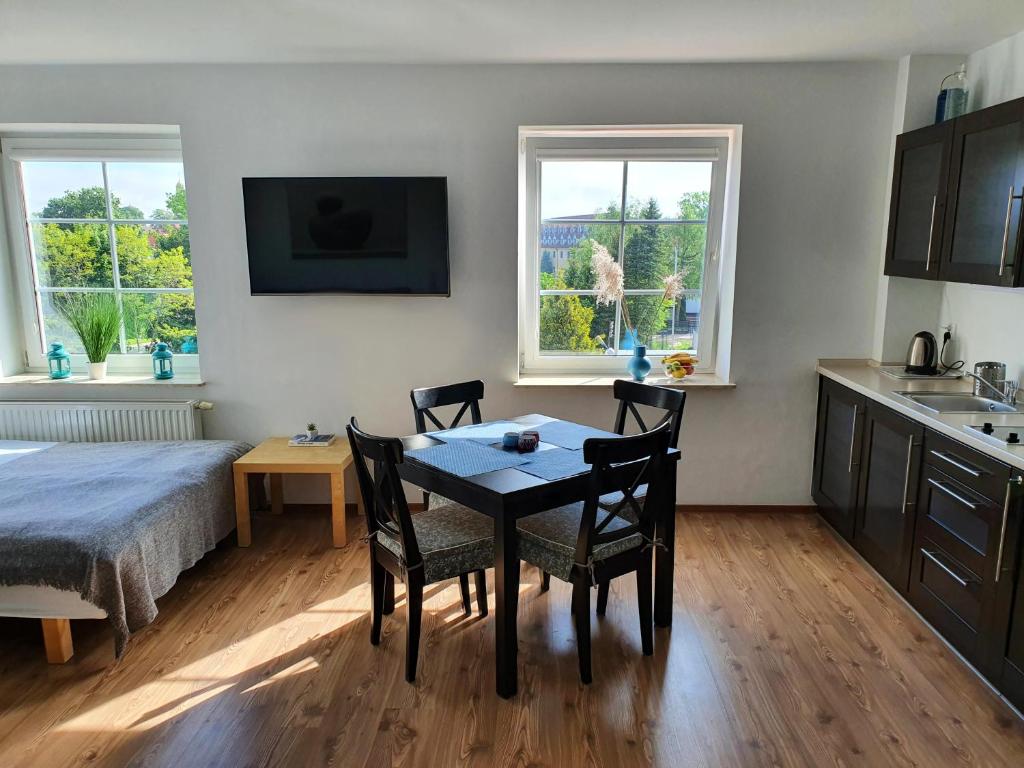 Kuchyňa alebo kuchynka v ubytovaní Apartament Węgorzewo przy porcie